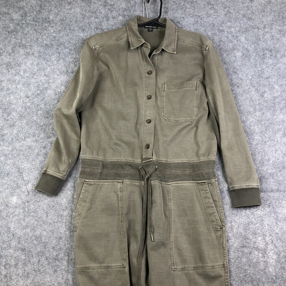 James Perse Women's Mixed Media Jumpsuit Size 2 Drawstring Stretch WACS6539